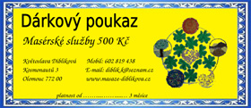 Dárkový poukaz na masáže, žlutý